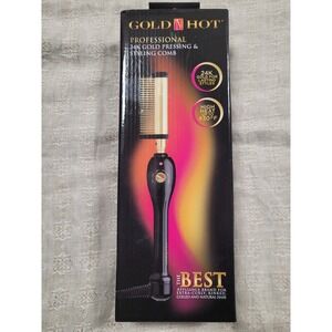 Gold N Hot Professional 24K Gold Pressing & Styling Comb High Heat GH299 NEW
